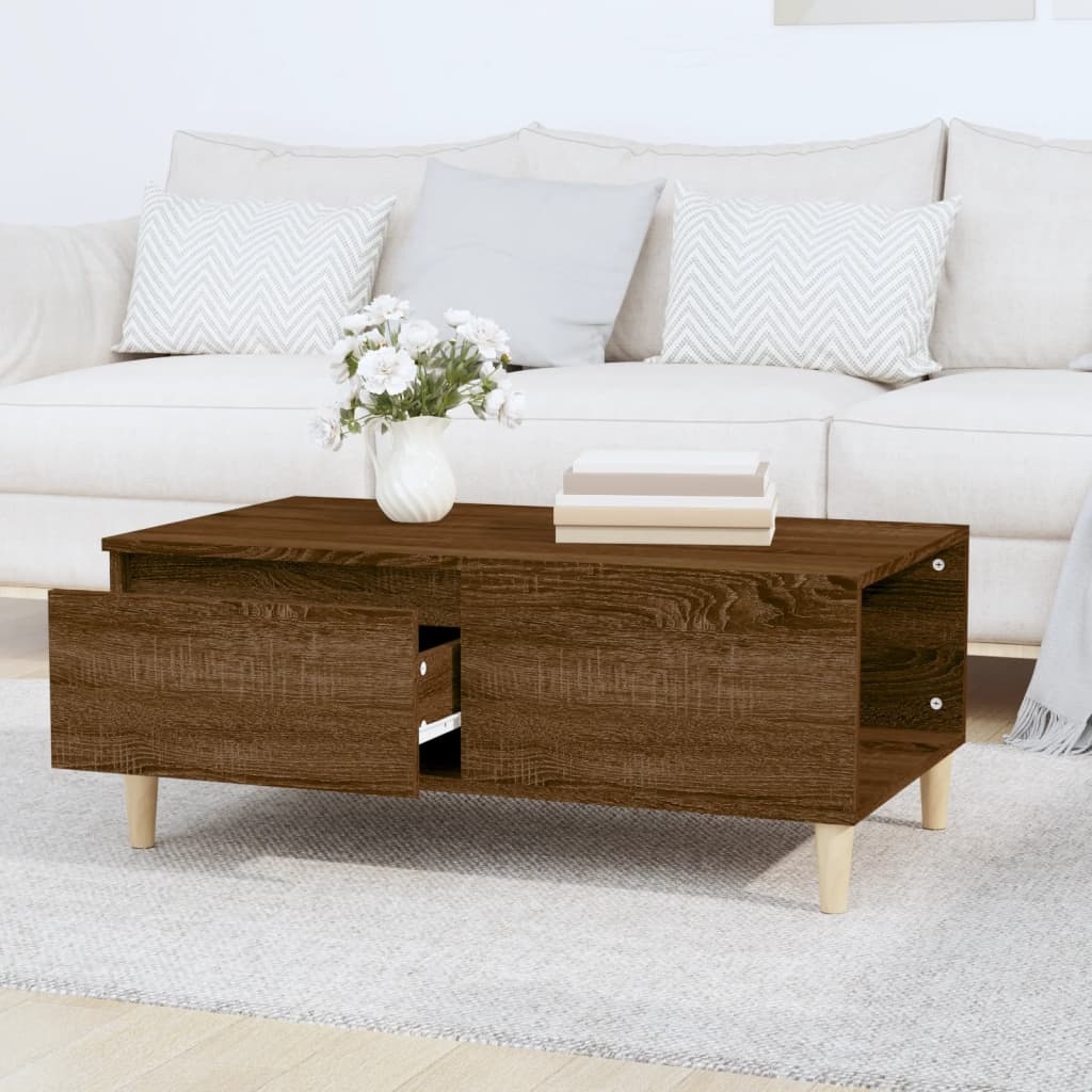 VidaXL Salontafel 90x50x36,5 cm bewerkt hout bruineikenkleurig