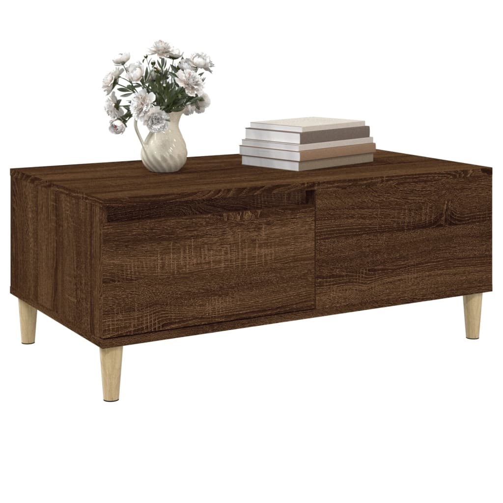 VidaXL Salontafel 90x50x36,5 cm bewerkt hout bruineikenkleurig