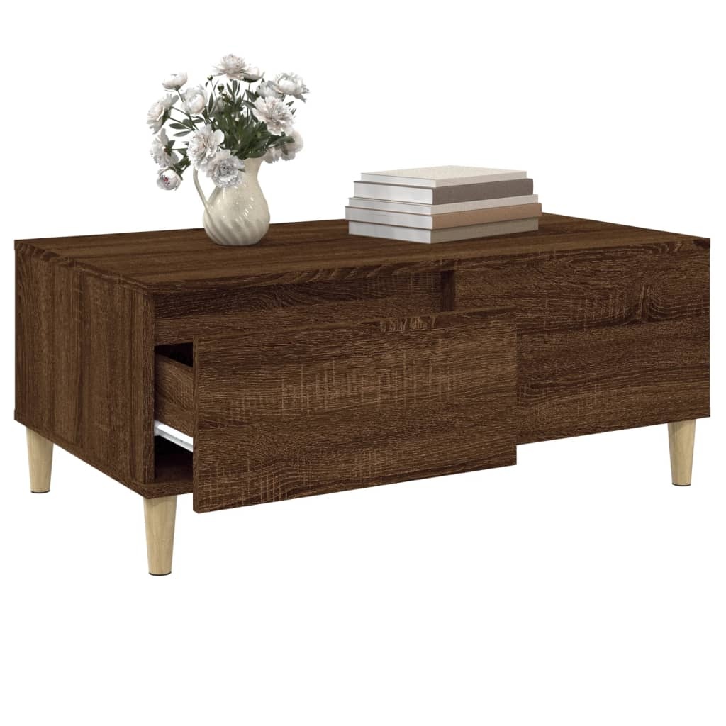 VidaXL Salontafel 90x50x36,5 cm bewerkt hout bruineikenkleurig