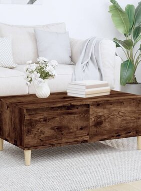 VidaXL Salontafel 90x50x36,5 cm bewerkt hout gerookt eikenkleurig