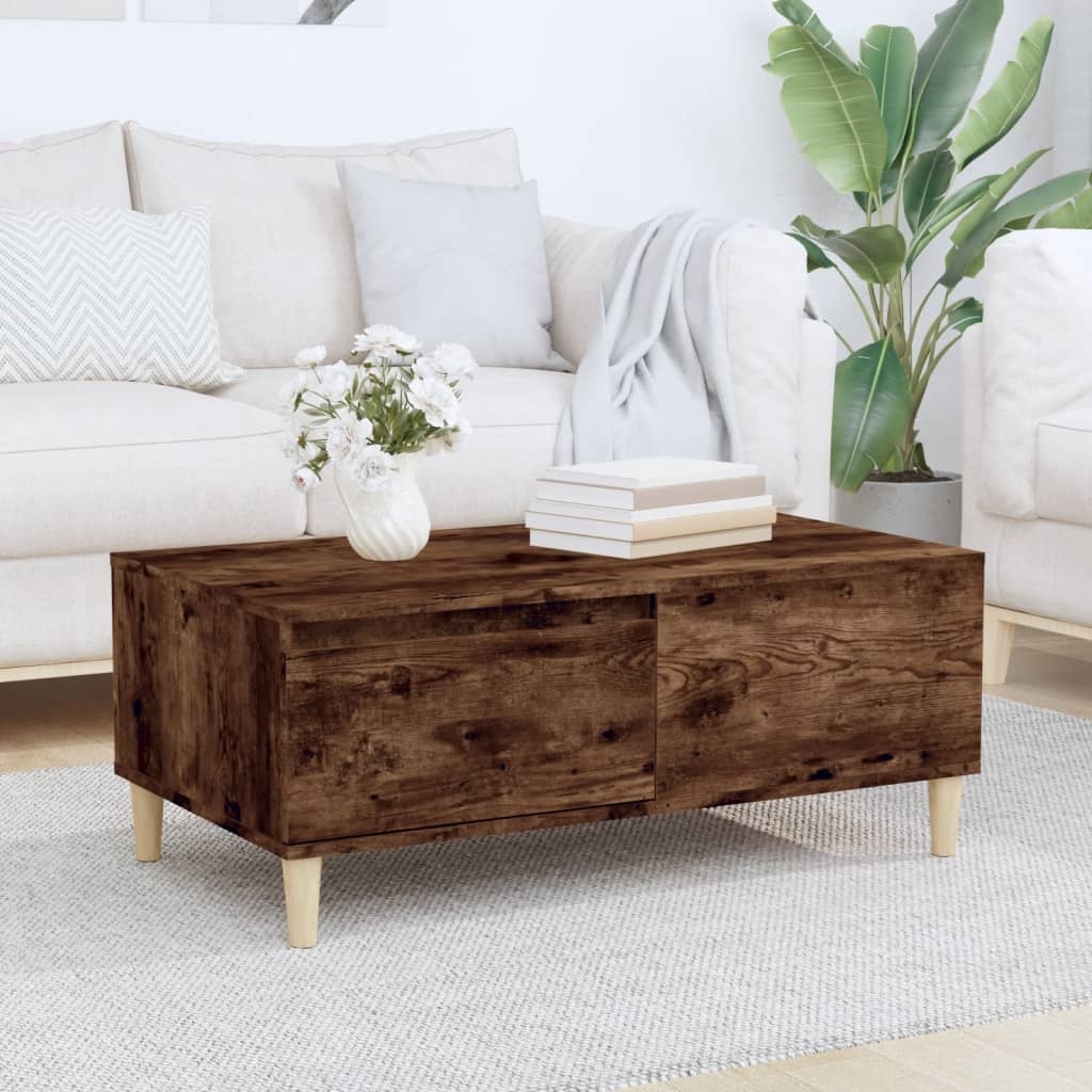 VidaXL Salontafel 90x50x36,5 cm bewerkt hout gerookt eikenkleurig
