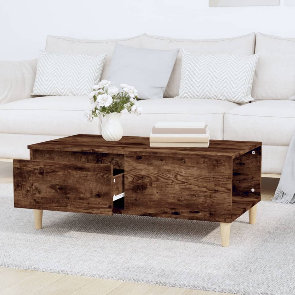 VidaXL Salontafel 90x50x36,5 cm bewerkt hout gerookt eikenkleurig