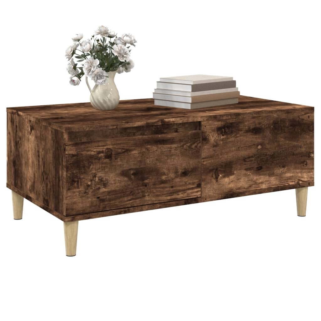 VidaXL Salontafel 90x50x36,5 cm bewerkt hout gerookt eikenkleurig