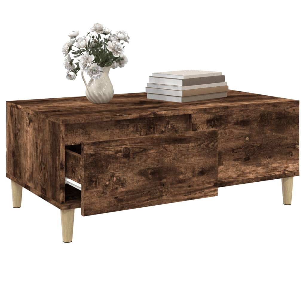 VidaXL Salontafel 90x50x36,5 cm bewerkt hout gerookt eikenkleurig