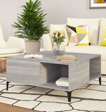 VidaXL Salontafel 80x80x36,5 cm bewerkt hout grijs sonoma eikenkleurig