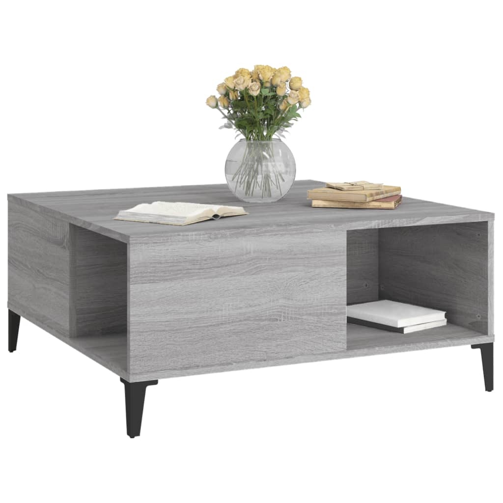 VidaXL Salontafel 80x80x36,5 cm bewerkt hout grijs sonoma eikenkleurig