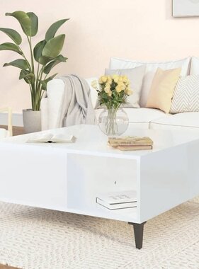 VidaXL Salontafel 80x80x36,5 cm bewerkt hout hoogglans wit