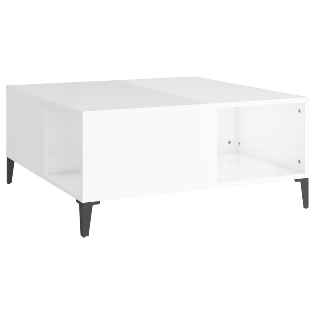 VidaXL Salontafel 80x80x36,5 cm bewerkt hout hoogglans wit