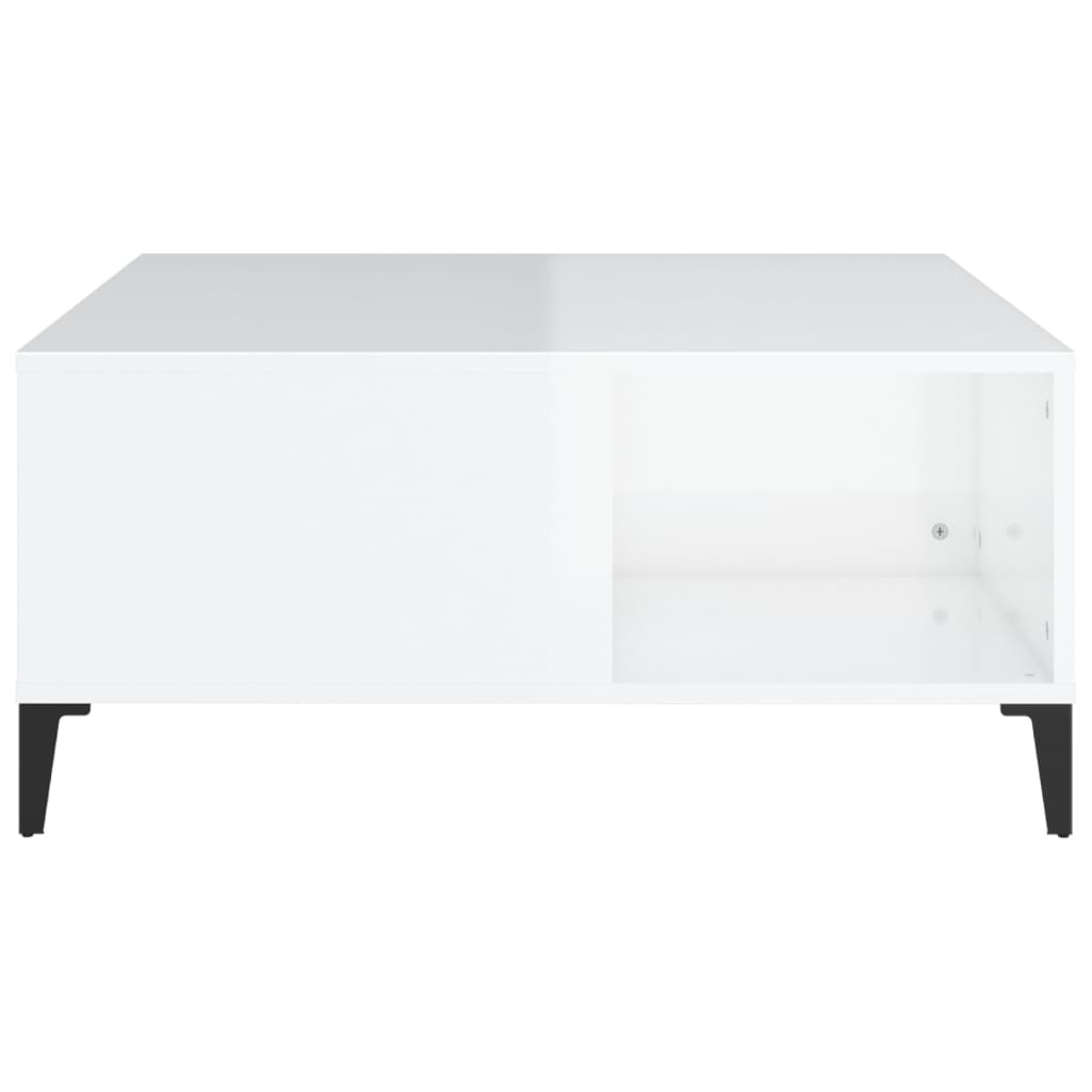 VidaXL Salontafel 80x80x36,5 cm bewerkt hout hoogglans wit