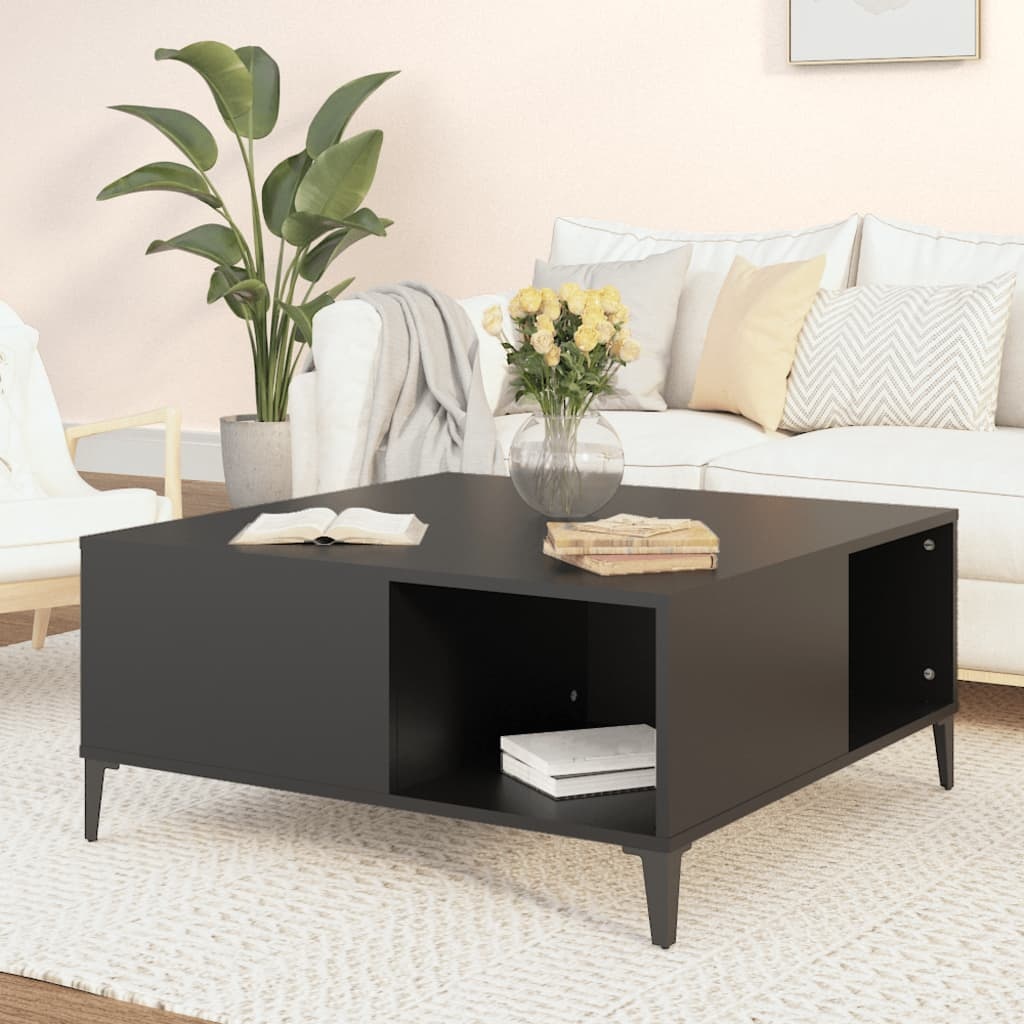 VidaXL Salontafel 80x80x36,5 cm bewerkt hout zwart