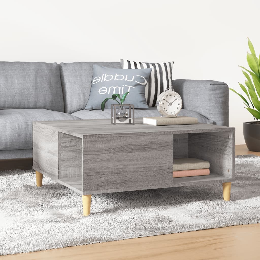 VidaXL Salontafel 80x80x36,5 cm bewerkt hout grijs sonoma eikenkleurig