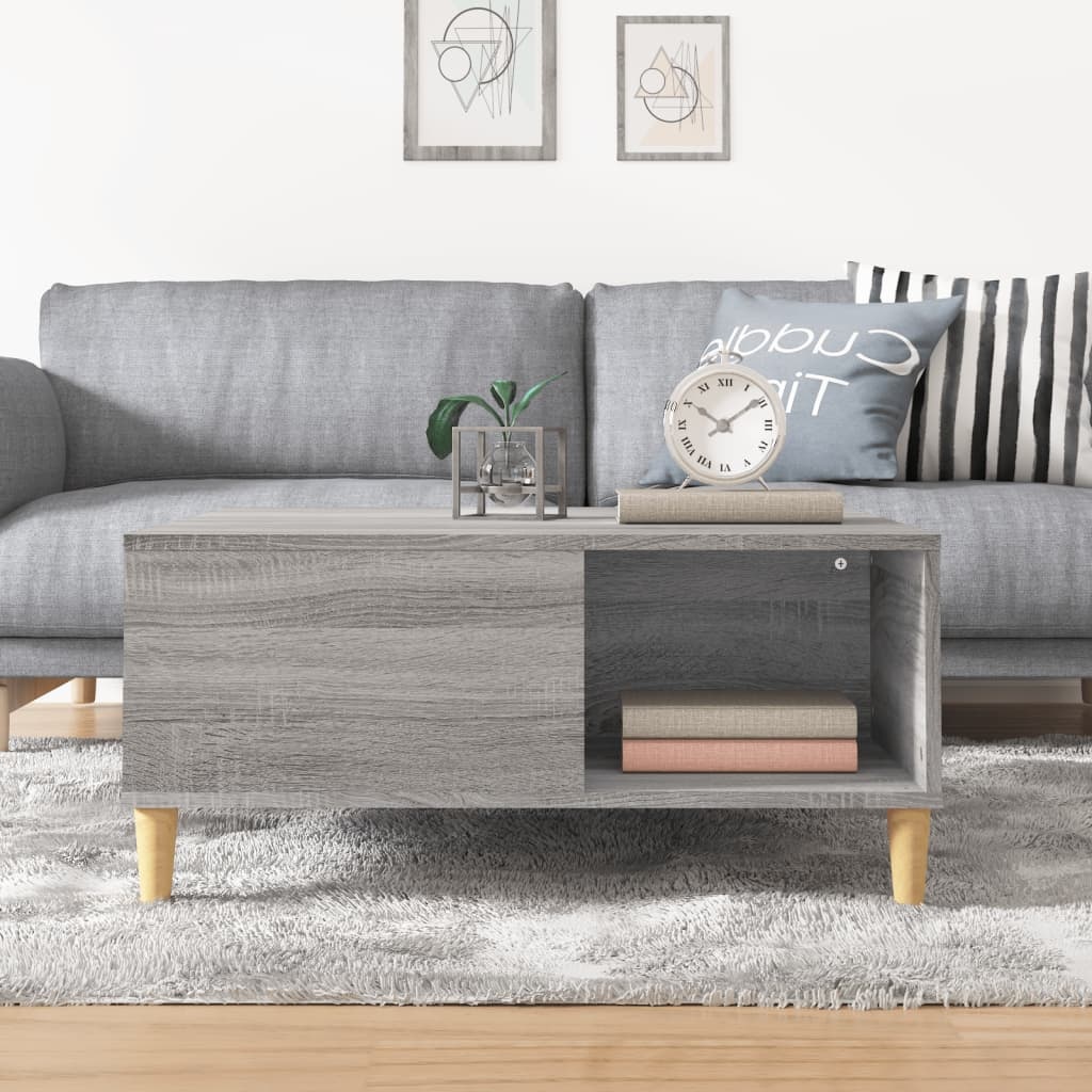 VidaXL Salontafel 80x80x36,5 cm bewerkt hout grijs sonoma eikenkleurig