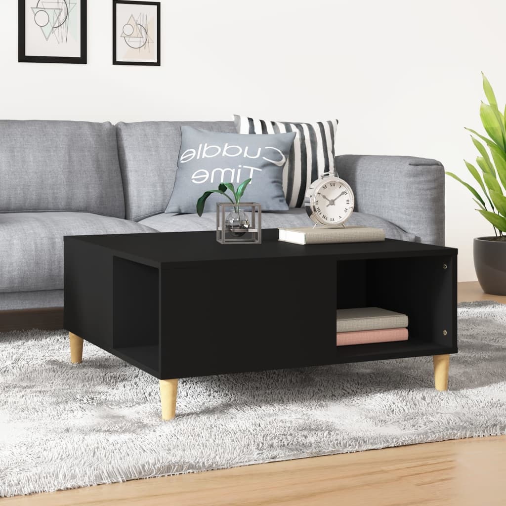 VidaXL Salontafel 80x80x36,5 cm bewerkt hout zwart