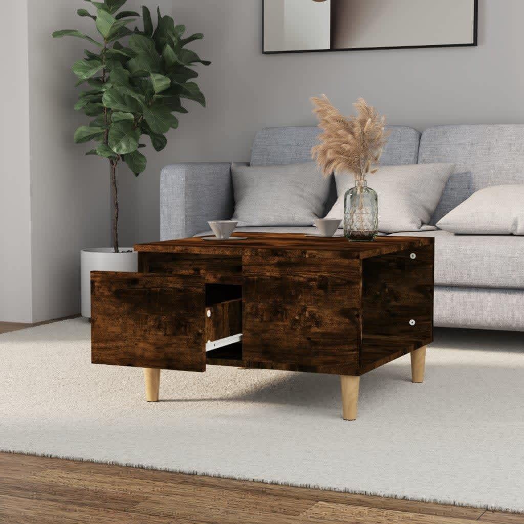 VidaXL Salontafel 55x55x36,5 cm bewerkt hout gerookt eikenkleurig