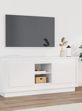 vidaXL Tv-meubel 102x35x45 cm bewerkt hout hoogglans wit