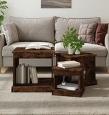 VidaXL 3-delige Tafeltjesset bewerkt hout gerookt eikenkleurig