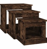 VidaXL 3-delige Tafeltjesset bewerkt hout gerookt eikenkleurig