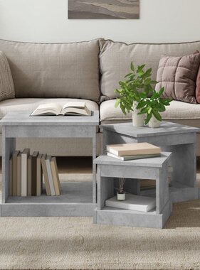 VidaXL 3-delige Tafeltjesset bewerkt hout betongrijs