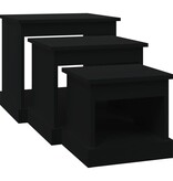 VidaXL 3-delige Tafeltjesset bewerkt hout zwart