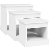 VidaXL 3-delige Tafeltjesset bewerkt hout wit