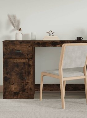VidaXL Bureau met lade 115x50x75 cm bewerkt hout gerookt eikenkleurig