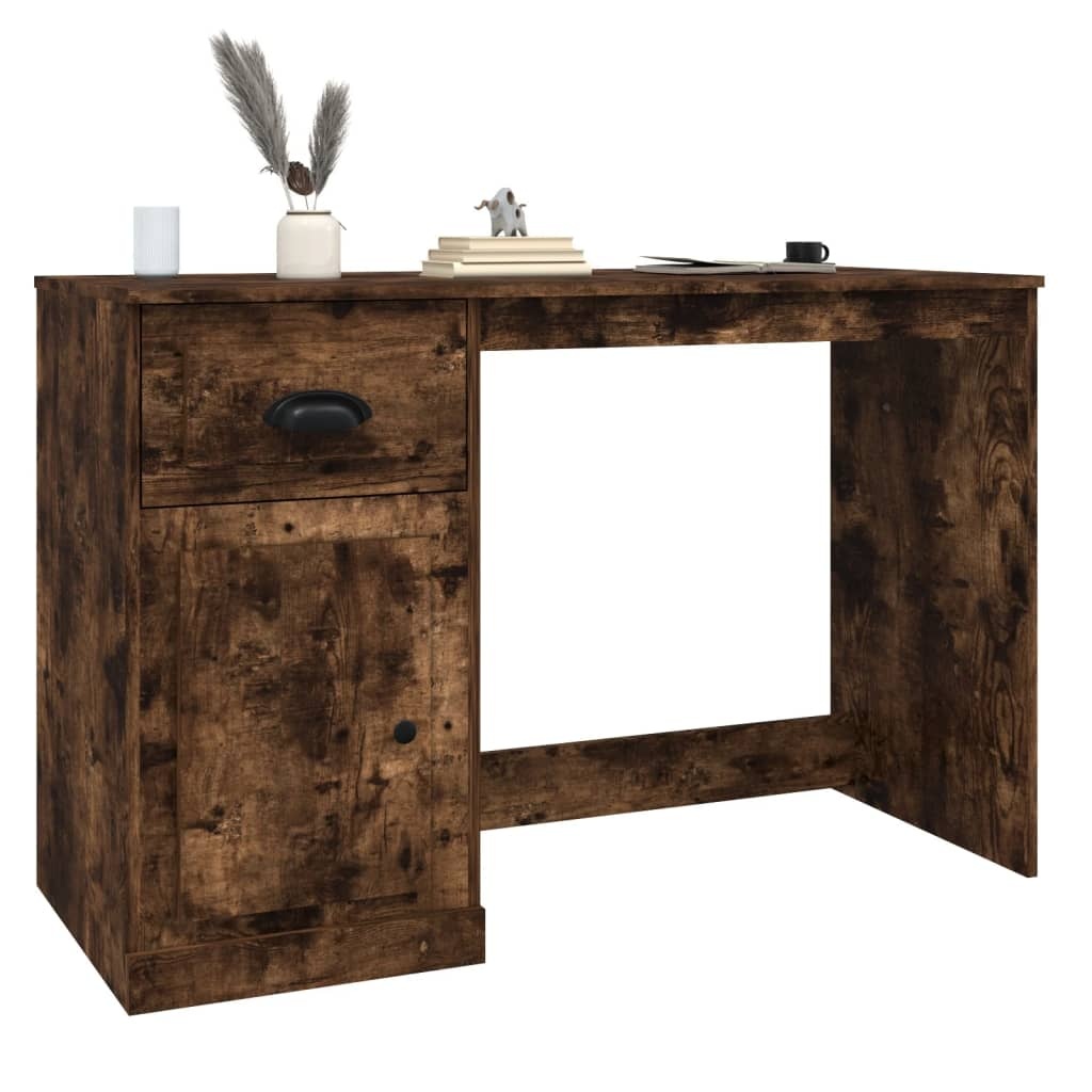 VidaXL Bureau met lade 115x50x75 cm bewerkt hout gerookt eikenkleurig