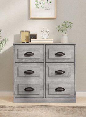VidaXL Dressoir 70x35,5x67,5 cm bewerkt hout grijs sonoma eikenkleurig