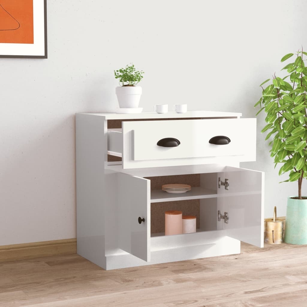 VidaXL Dressoir 70x35x67,5 cm bewerkt hout hoogglans wit