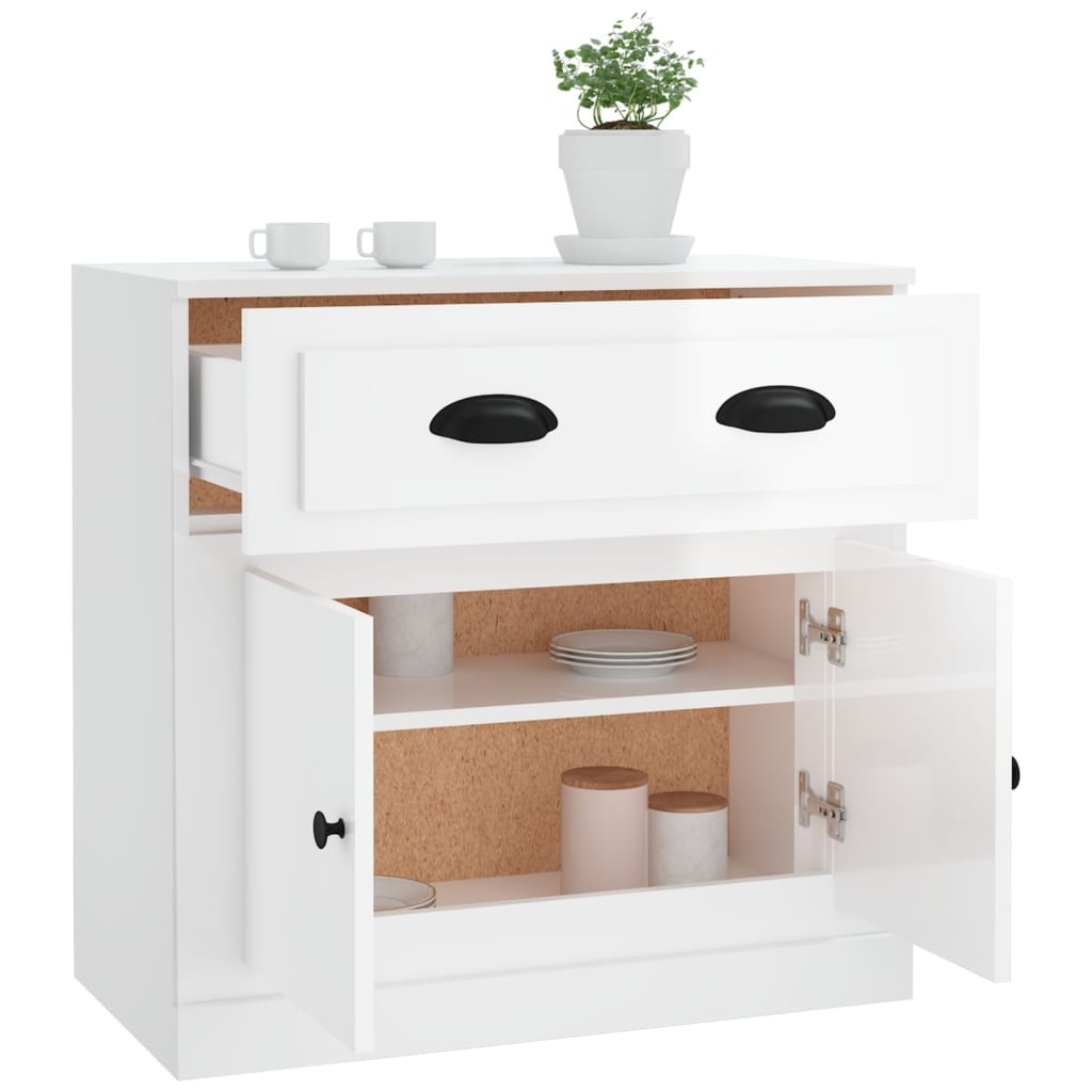 VidaXL Dressoir 70x35x67,5 cm bewerkt hout hoogglans wit