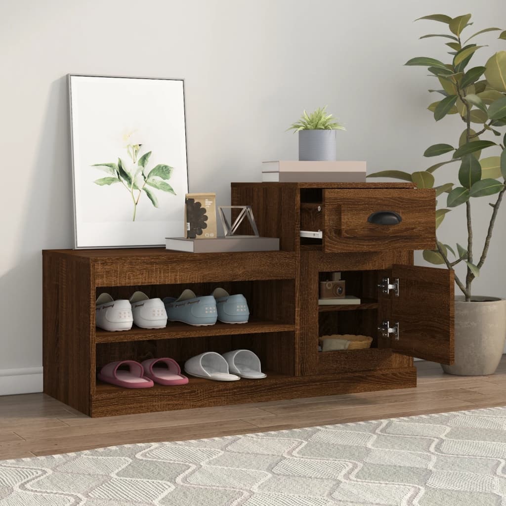 VidaXL Schoenenkast 100x42x60 cm bewerkt hout bruineikenkleurig