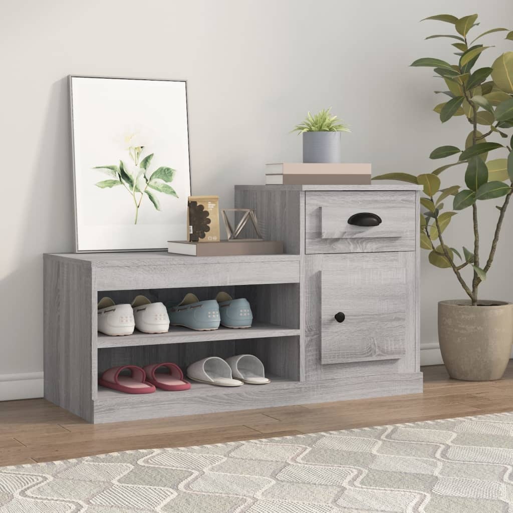 VidaXL Schoenenkast 100x42x60 cm bewerkt hout grijs sonoma eikenkleur