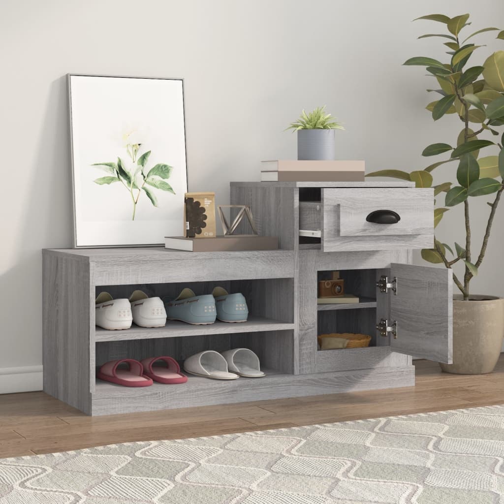 VidaXL Schoenenkast 100x42x60 cm bewerkt hout grijs sonoma eikenkleur