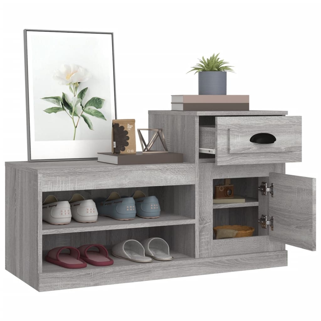 VidaXL Schoenenkast 100x42x60 cm bewerkt hout grijs sonoma eikenkleur
