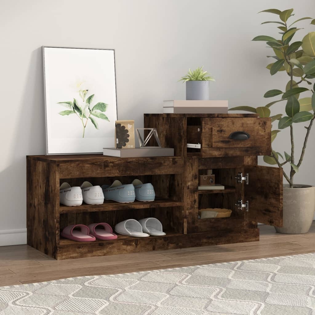 VidaXL Schoenenkast 100x42x60 cm bewerkt hout gerookt eikenkleurig