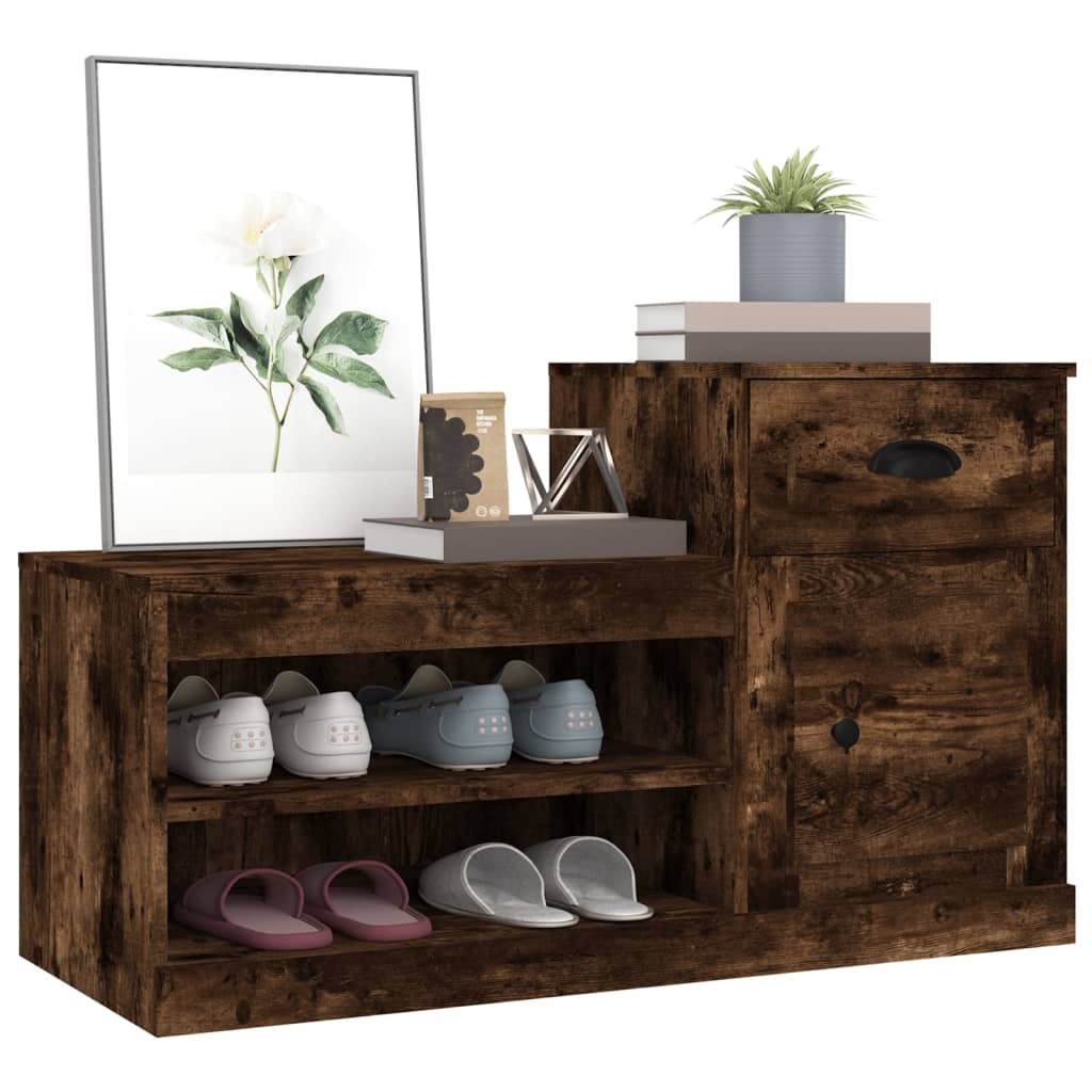 VidaXL Schoenenkast 100x42x60 cm bewerkt hout gerookt eikenkleurig
