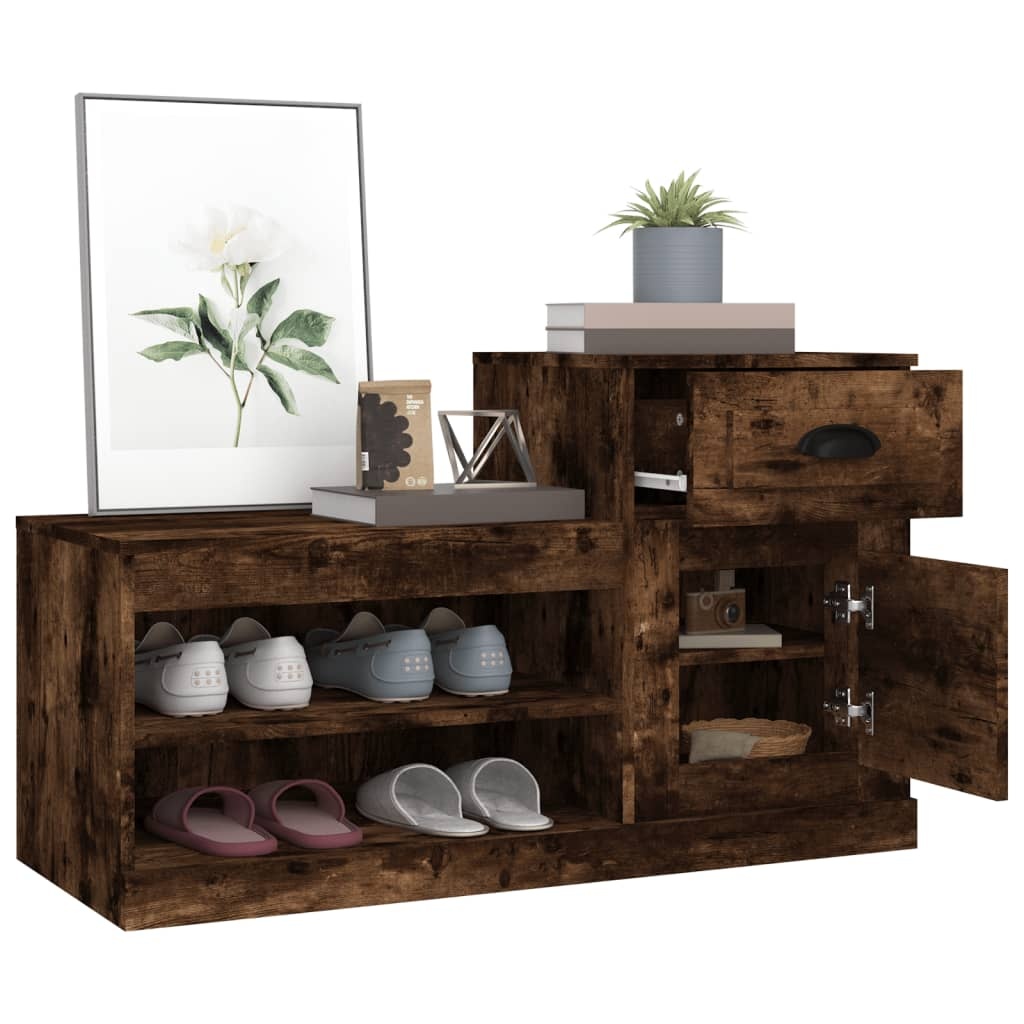 VidaXL Schoenenkast 100x42x60 cm bewerkt hout gerookt eikenkleurig
