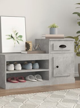 VidaXL Schoenenkast 100x42x60 cm bewerkt hout betongrijs