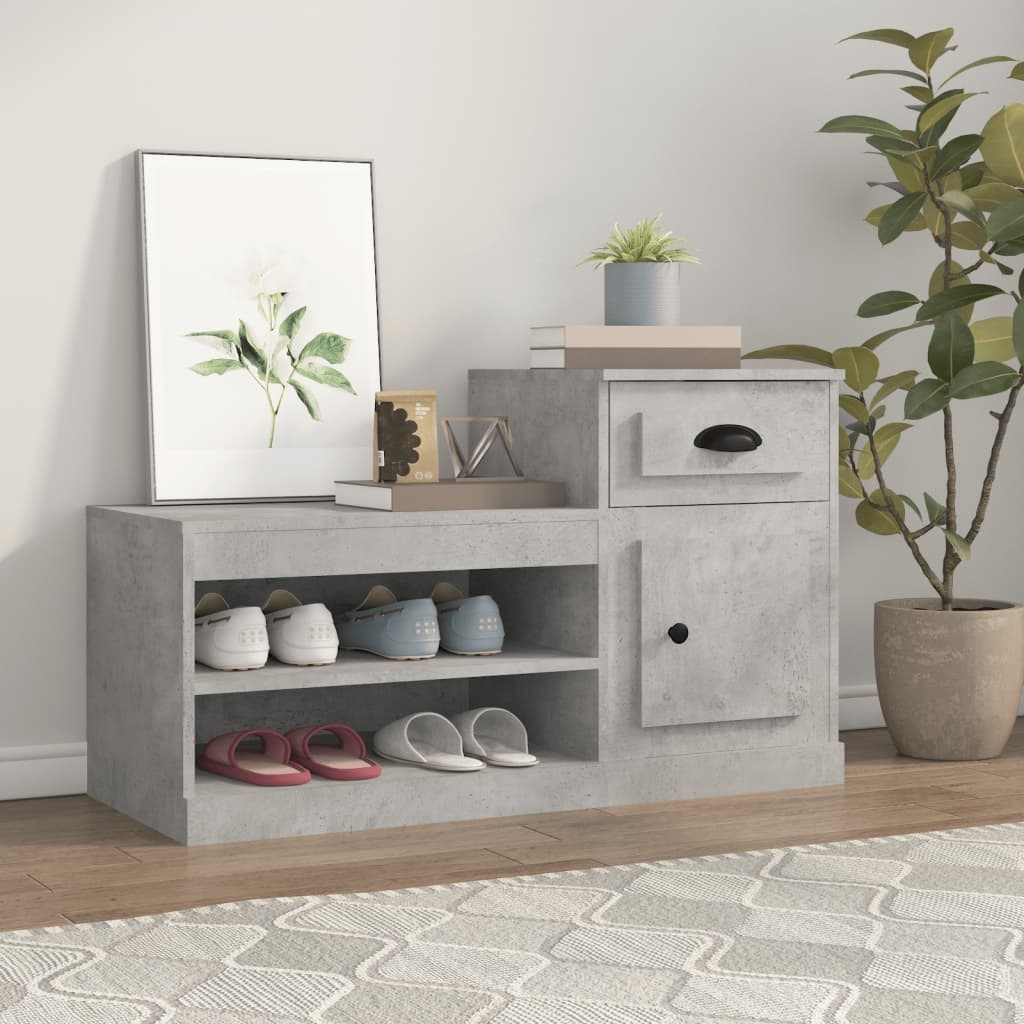 VidaXL Schoenenkast 100x42x60 cm bewerkt hout betongrijs