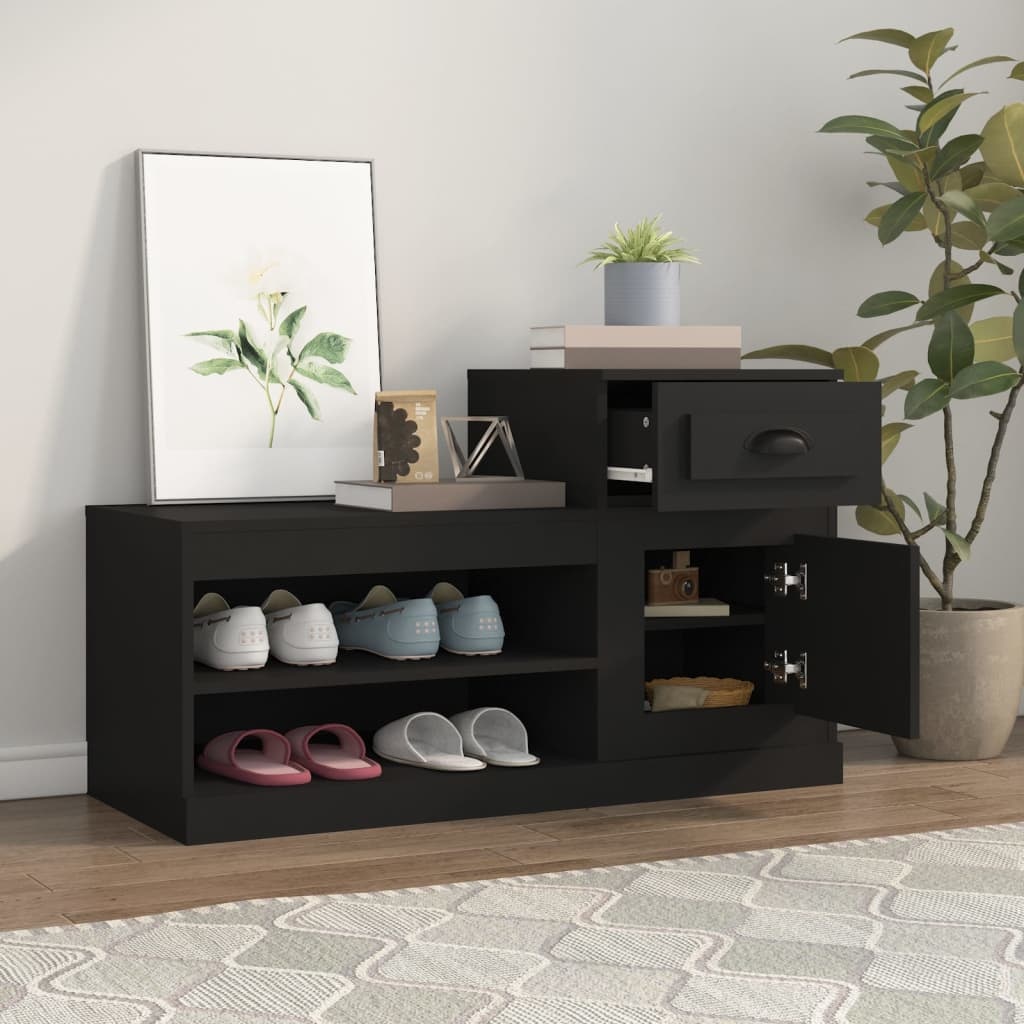 VidaXL Schoenenkast 100x42x60 cm bewerkt hout zwart