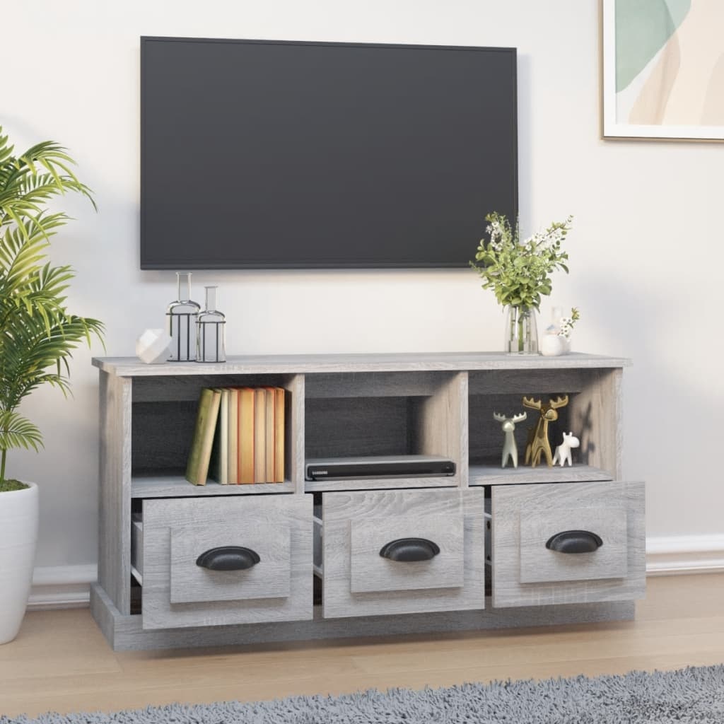 VidaXL Tv-meubel 100x35x50 cm bewerkt hout grijs sonoma eikenkleurig