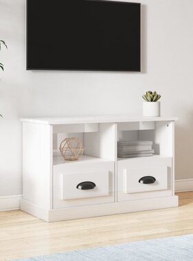 vidaXL Tv-meubel 80x35x50 cm bewerkt hout hoogglans wit