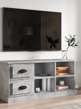 Tv-meubel 102x35,5x47,5 cm bewerkt hout betongrijs
