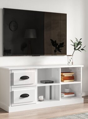 VidaXL Tv-meubel 102x35,5x47,5 cm bewerkt hout hoogglans wit