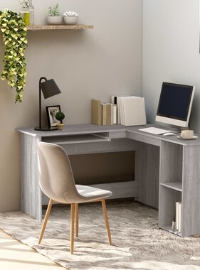 VidaXL Hoekbureau 120x140x75 cm bewerkt hout grijs sonoma eikenkleurig
