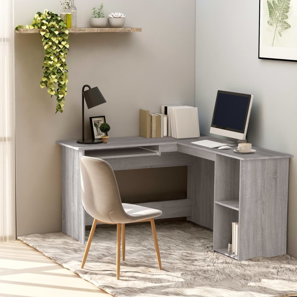 VidaXL Hoekbureau 120x140x75 cm bewerkt hout grijs sonoma eikenkleurig