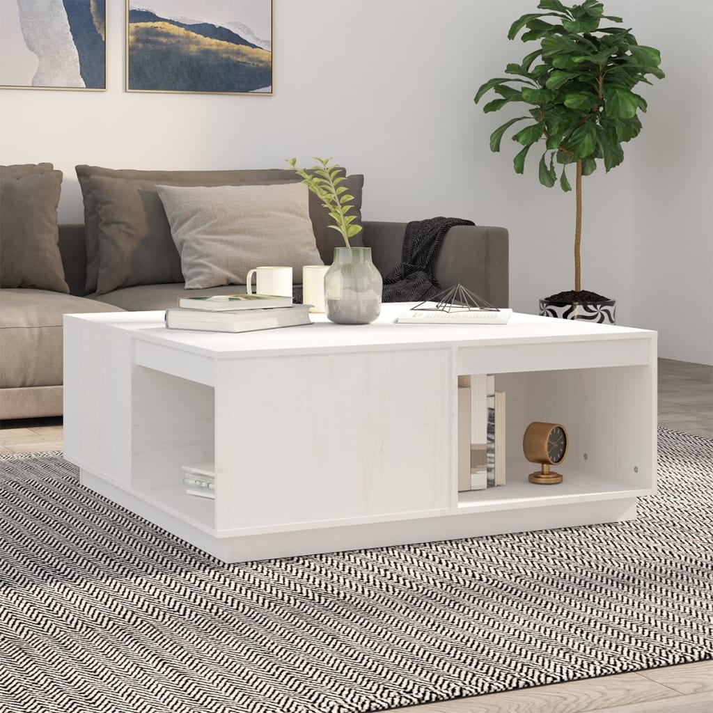 VidaXL Salontafel 100x101x40,5 cm massief grenenhout wit