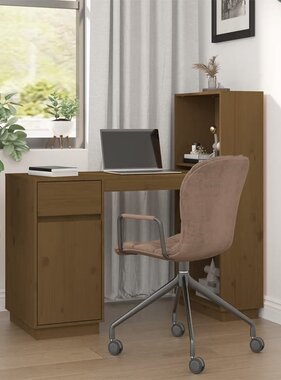 VidaXL Bureau 110x53x117 cm massief grenenhout honingbruin