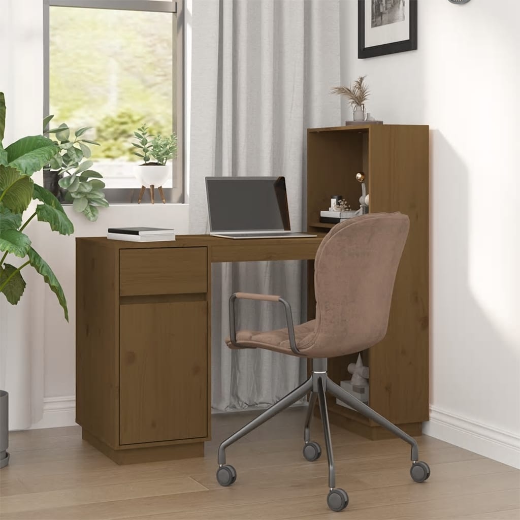 VidaXL Bureau 110x53x117 cm massief grenenhout honingbruin