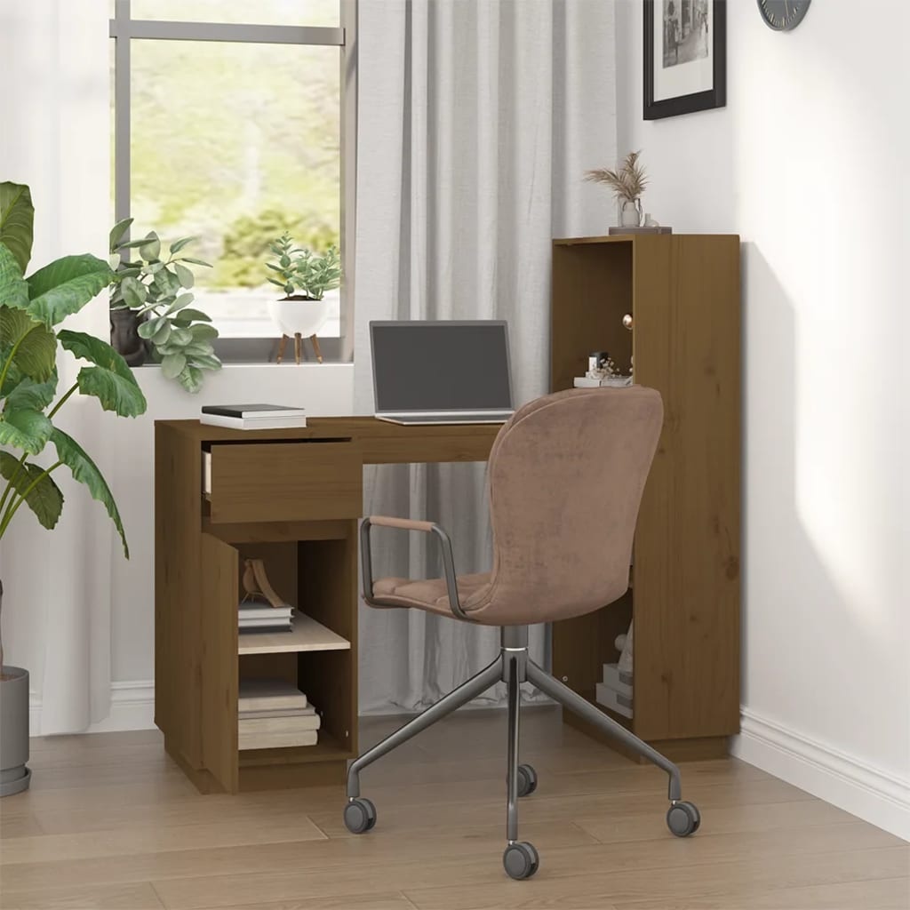 VidaXL Bureau 110x53x117 cm massief grenenhout honingbruin