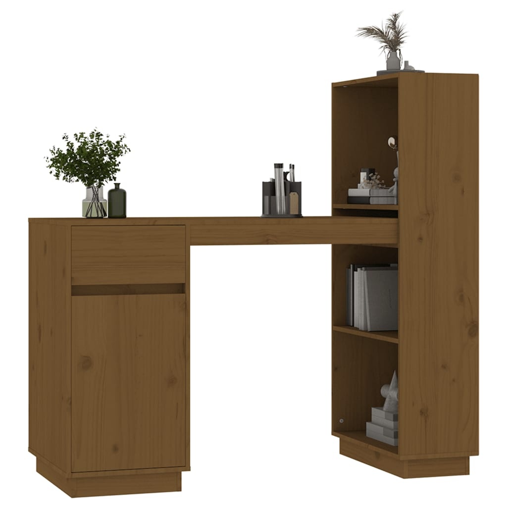 VidaXL Bureau 110x53x117 cm massief grenenhout honingbruin